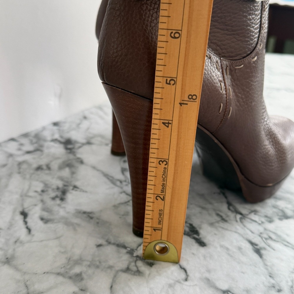 Fendi Italy Brown Pebbled Leather Whipstitch Ankle Buckle Boots Platform 41 (11) - Picture 14 of 16